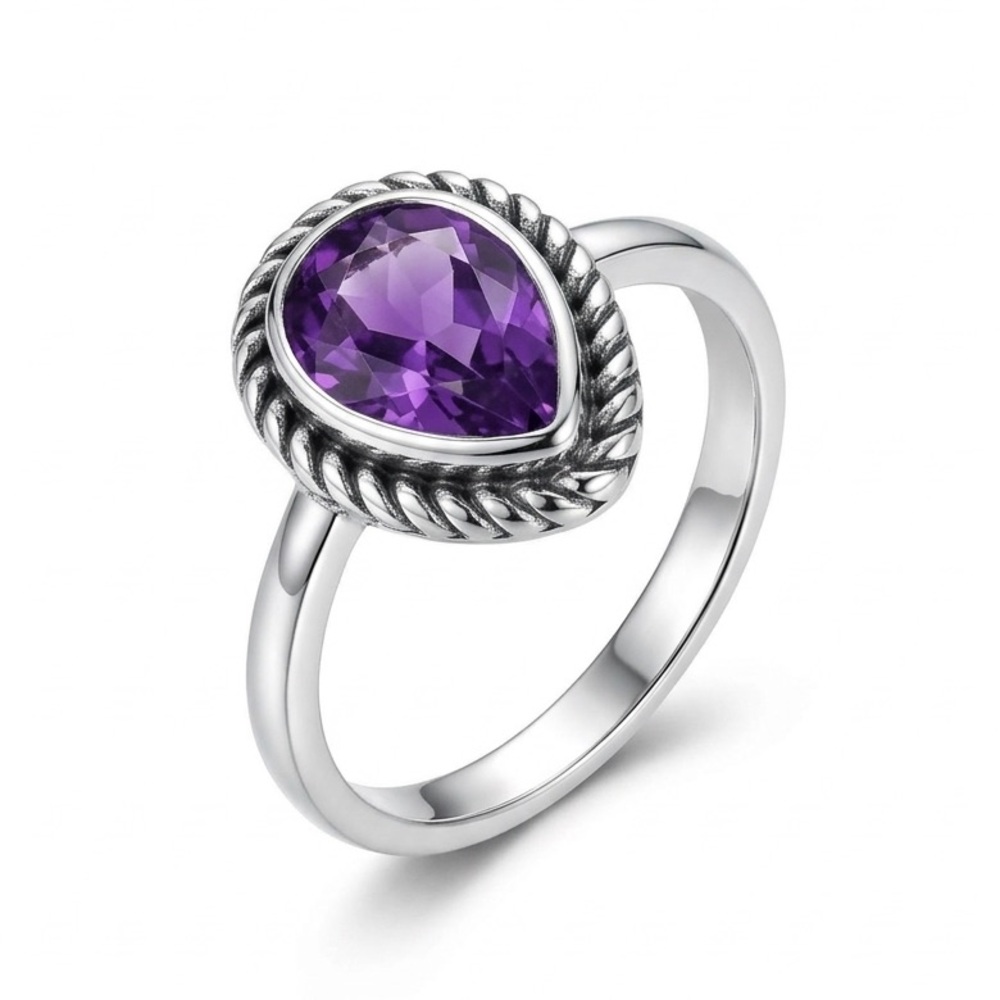 5/$15 🩷 MUST BUNDLE Silver Teardrop Amethyst Ring - Purple